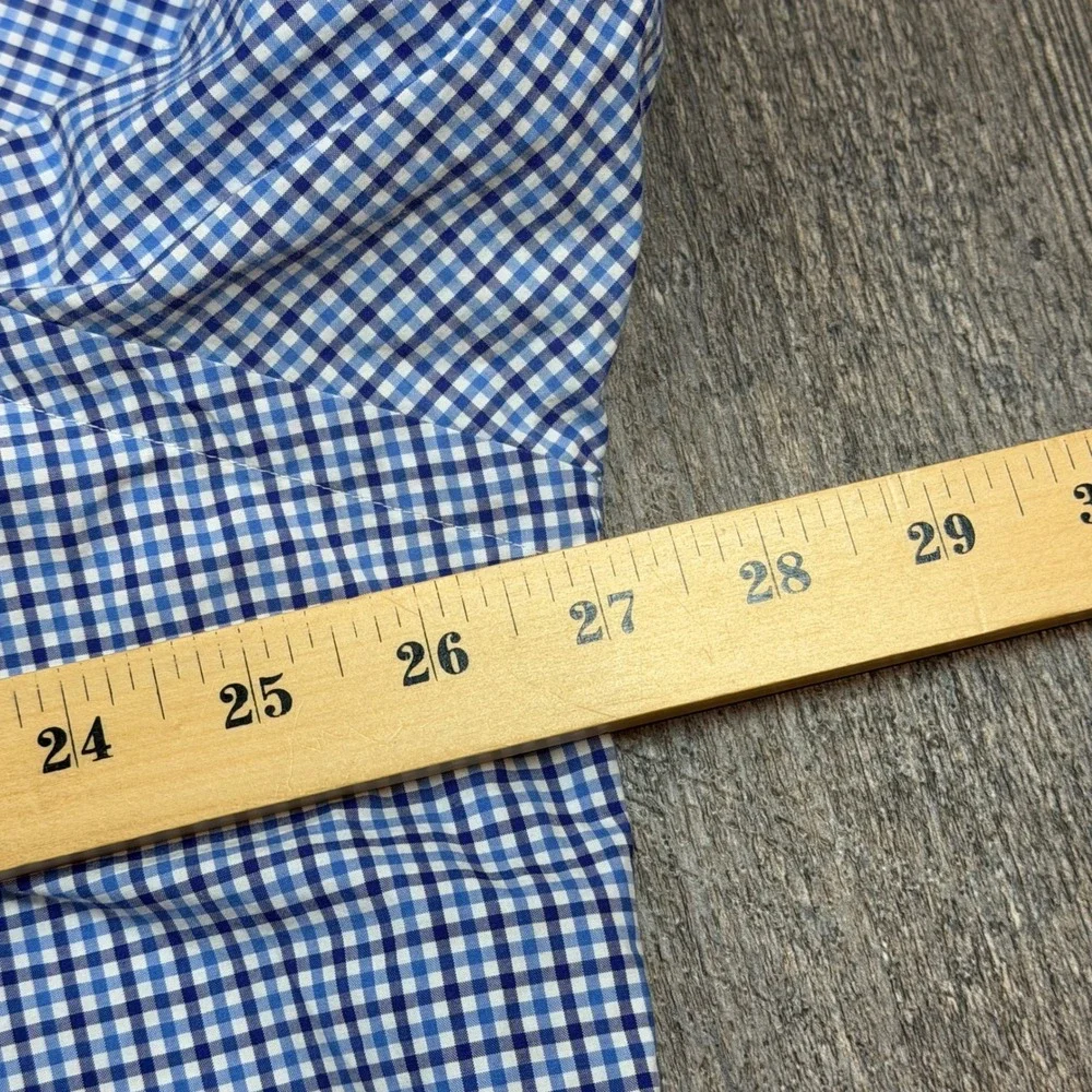 Polo Ralph Lauren Mens XXL Blue Micro Gingham Check Button Down Long Sleeve